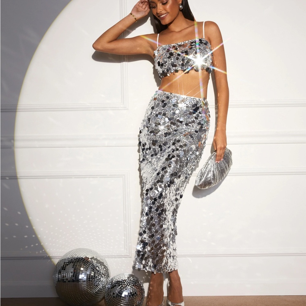Vici Silver Sequin Set